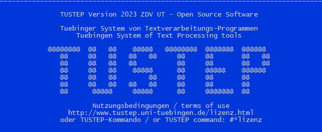 Startbildschirm von TUSTEP Software