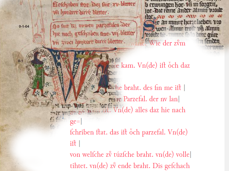 Handschrift Parzival und Übersetzung