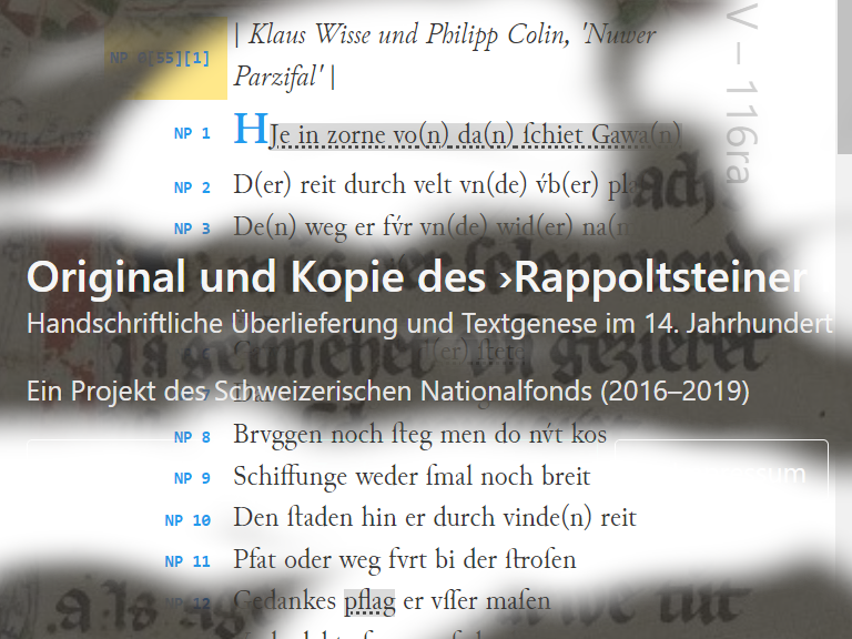 Parzival Webseite und Handschriftenüvbersetzung